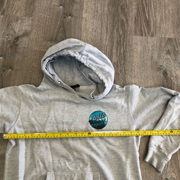 Santa Cruz Original Surf Skate Gray Sweatshirt Hoodie Mens Size Small Blue Logo - Picture 8 of 9